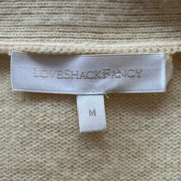 LoveShackFancy Brynner Wool Cashmere Cropped Cardigan Sweater Yellow Medium - Picture 10 of 12